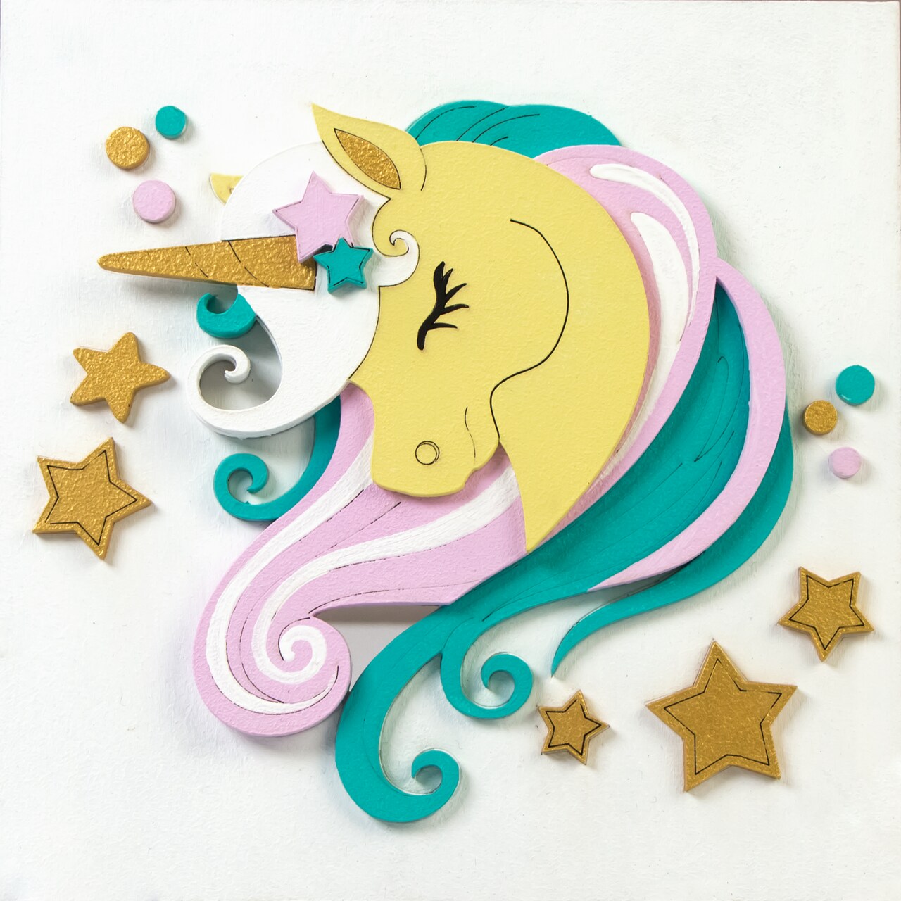 Set, 3D painting, "Star Unicorn", primed fibreboard, 18x18cm, ROSA TALENT